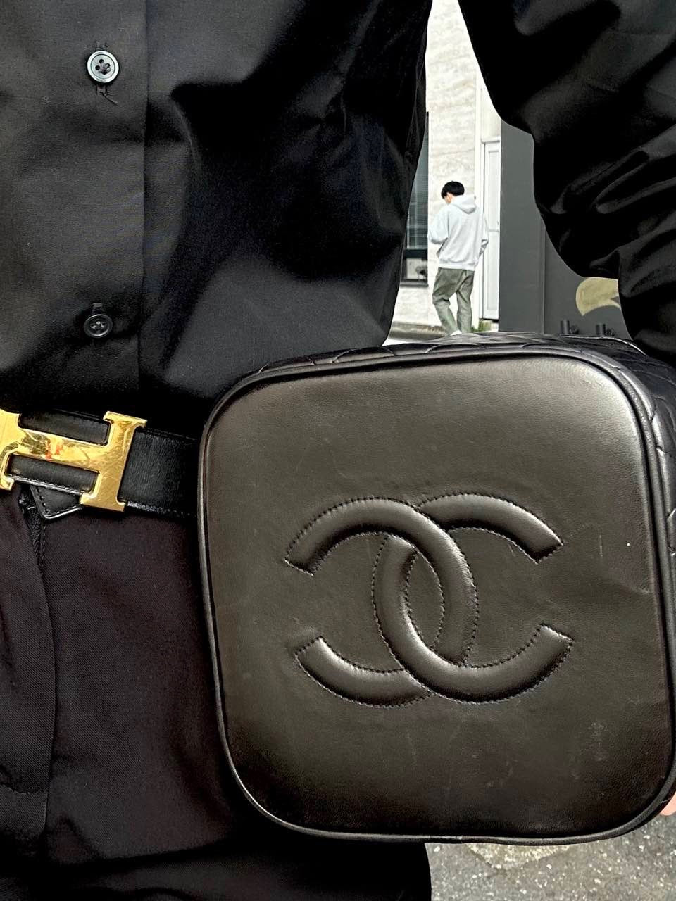 Chanel Vanity Bag Lambskin Black Quilted/Coco Mark Handbag Gold Hardware  Makeup Bag