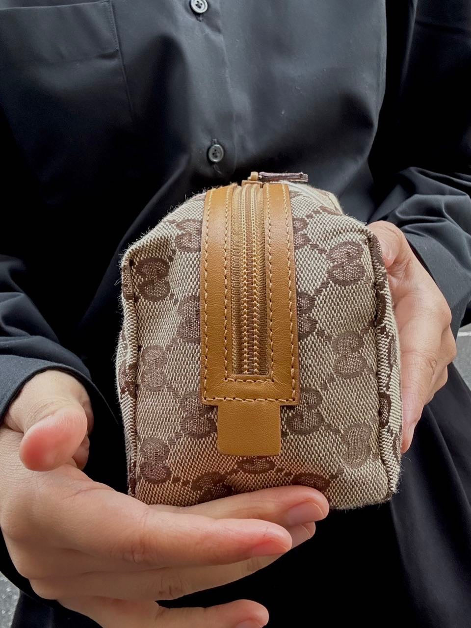 Gucci Pouch, Brown Canvas, Clutch Bag