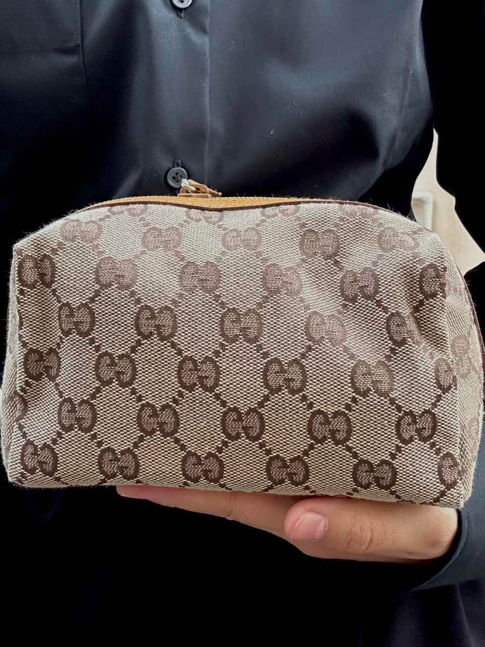 Gucci Pouch, Brown Canvas, Clutch Bag