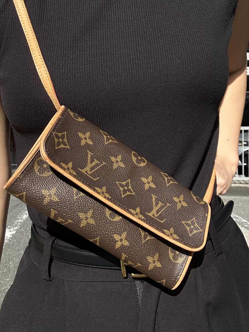 Louis Vuitton Monogram PVC Pochette Florentine Shoulder Bag (with Long Strap, Envelope Style)