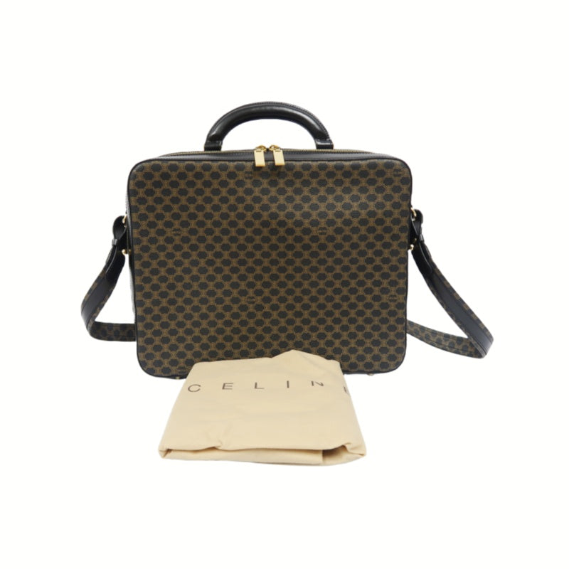 CELINE Macadam Briefcase, Brown/Black, PVC-Coated Canvas, with Shoulder Strap & Dust Bag