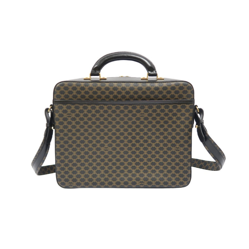 CELINE Macadam Briefcase, Brown/Black, PVC-Coated Canvas, with Shoulder Strap & Dust Bag