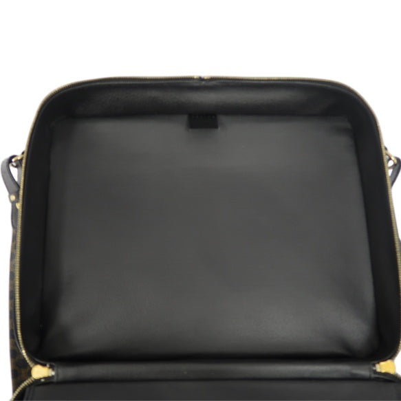 CELINE Macadam Briefcase, Brown/Black, PVC-Coated Canvas, with Shoulder Strap & Dust Bag