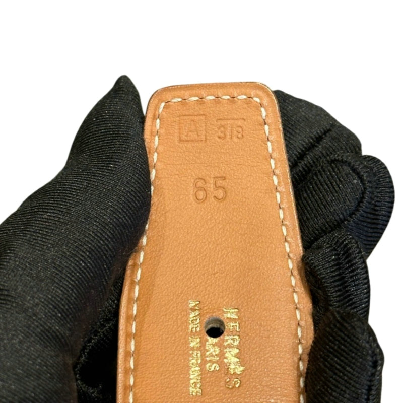 HERMES H Belt □A, Brown / Black, Gold Hardware, Black Calfskin Leather, with box, Rank B