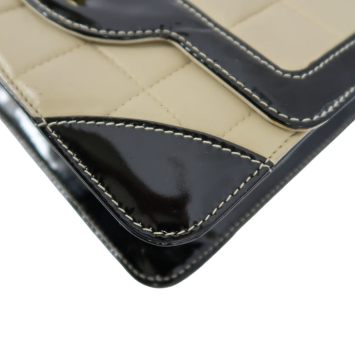 CHANEL Chocolate Bar Chain Shoulder Bag, Beige & Black, Lambskin Leather, Gold Hardware, with Guarantee Card and Dust Bag