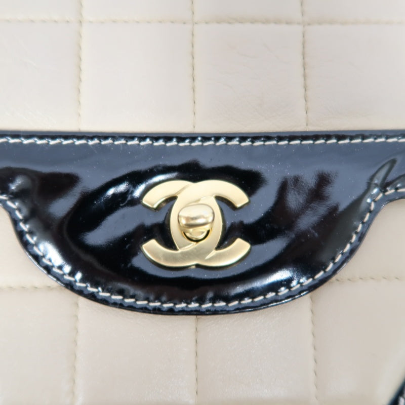 CHANEL Chocolate Bar Chain Shoulder Bag, Beige & Black, Lambskin Leather, Gold Hardware, with Guarantee Card and Dust Bag