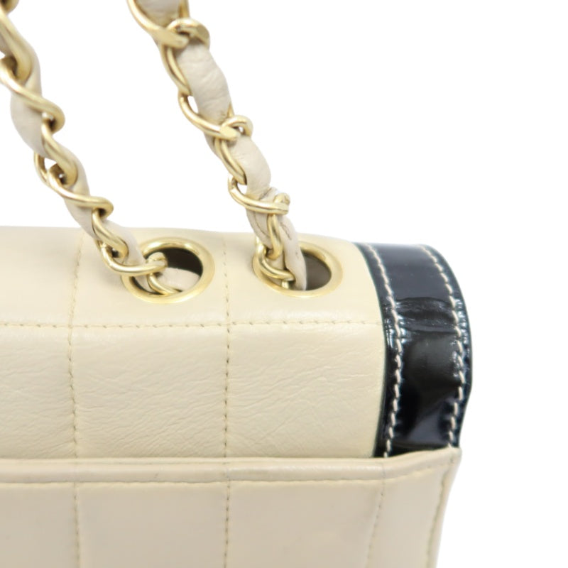 CHANEL Chocolate Bar Chain Shoulder Bag, Beige & Black, Lambskin Leather, Gold Hardware, with Guarantee Card and Dust Bag
