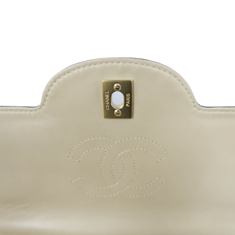 CHANEL Chocolate Bar Chain Shoulder Bag, Beige & Black, Lambskin Leather, Gold Hardware, with Guarantee Card and Dust Bag