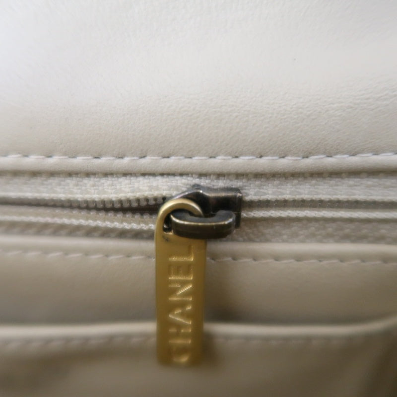 CHANEL Chocolate Bar Chain Shoulder Bag, Beige & Black, Lambskin Leather, Gold Hardware, with Guarantee Card and Dust Bag