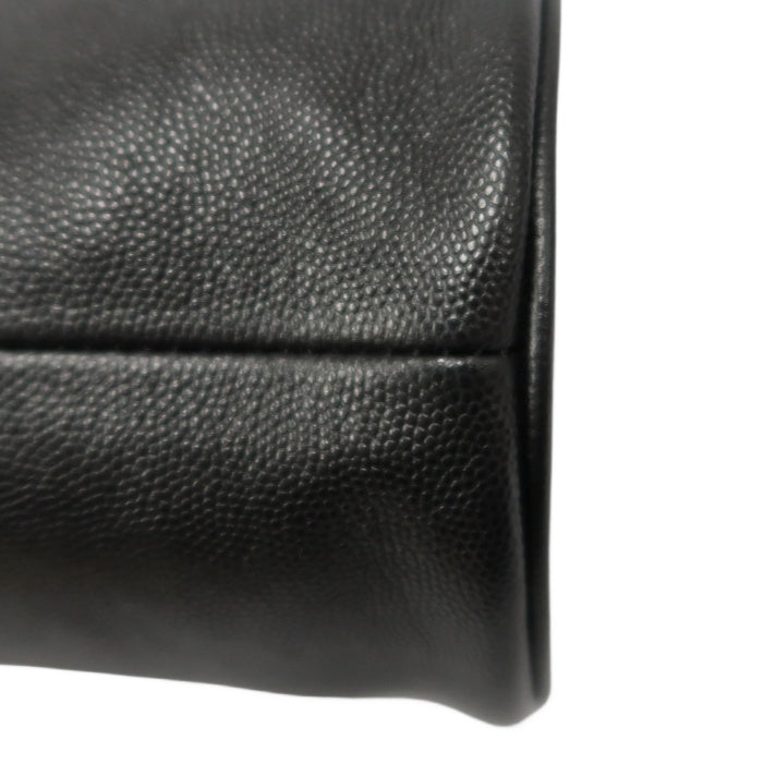 CHANEL Deauville Studded Chain Shoulder Bag, Black Calf Leather, Drawstring Bucket Style, Gold Hardware
