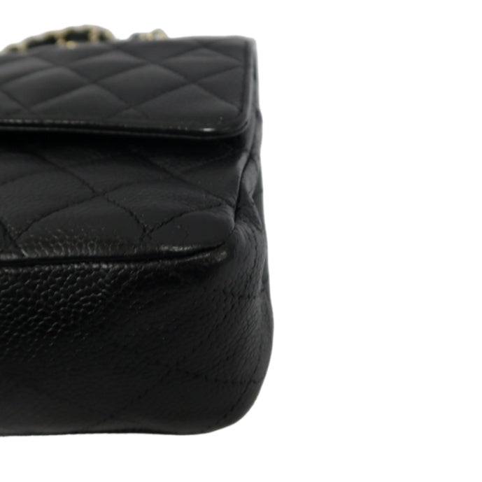 CHANEL Classic Flap (CF) Crossbody Bag - Black, Grained Calfskin with Gold Hardware