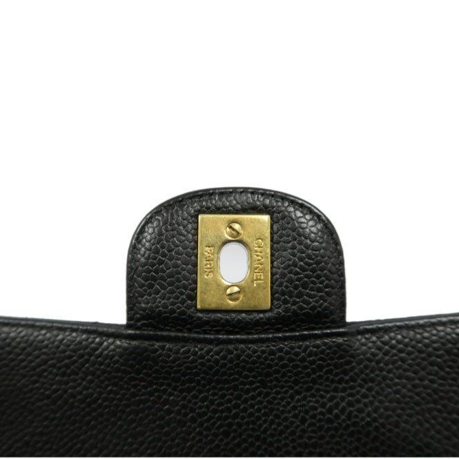 CHANEL Classic Flap (CF) Crossbody Bag - Black, Grained Calfskin with Gold Hardware