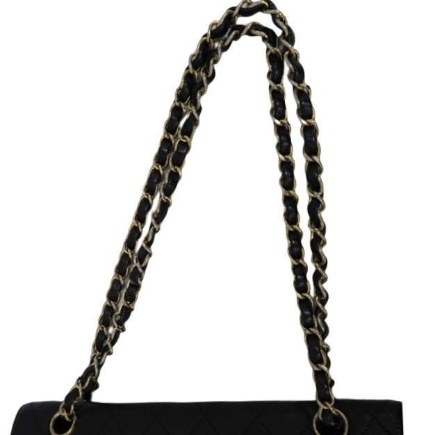CHANEL Classic Flap (CF) Crossbody Bag - Black, Grained Calfskin with Gold Hardware