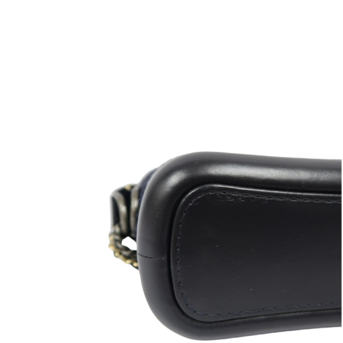 CHANEL Gabrielle de Chanel Chain Shoulder Bag, Black Printed Wool, with Card Pouch