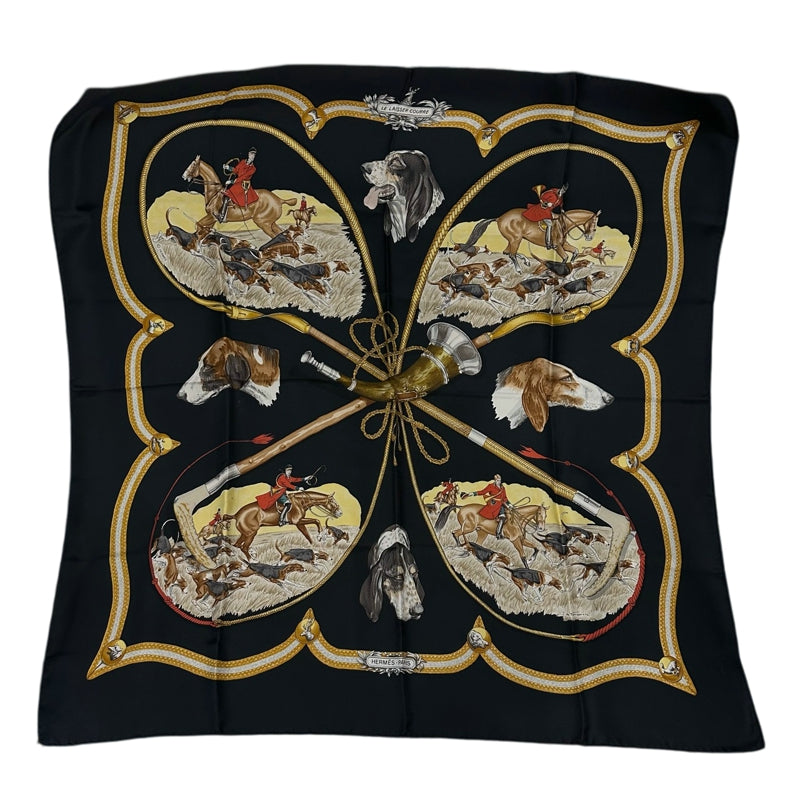 HERMES Carre 90 Silk Scarf Black Stain