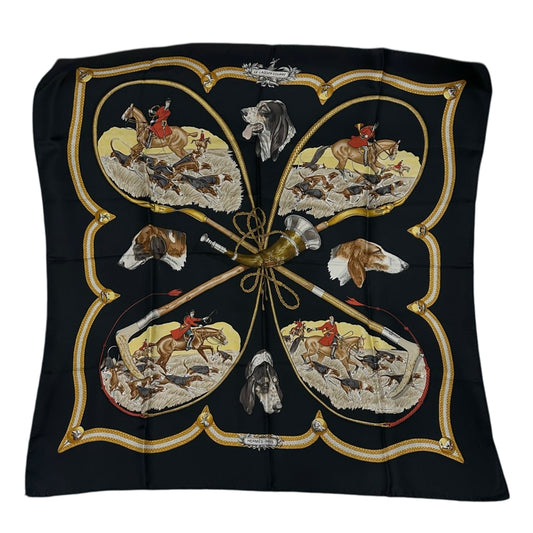 HERMES Carre 90 Silk Scarf Black Stain