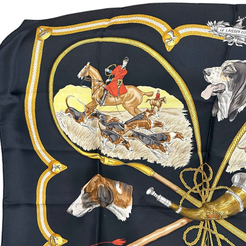 HERMES Carre 90 Silk Scarf Black Stain