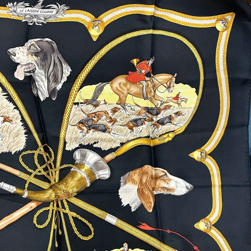 HERMES Carre 90 Silk Scarf Black Stain