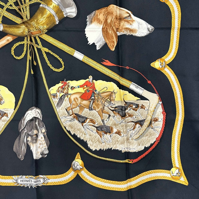 HERMES Carre 90 Silk Scarf Black Stain