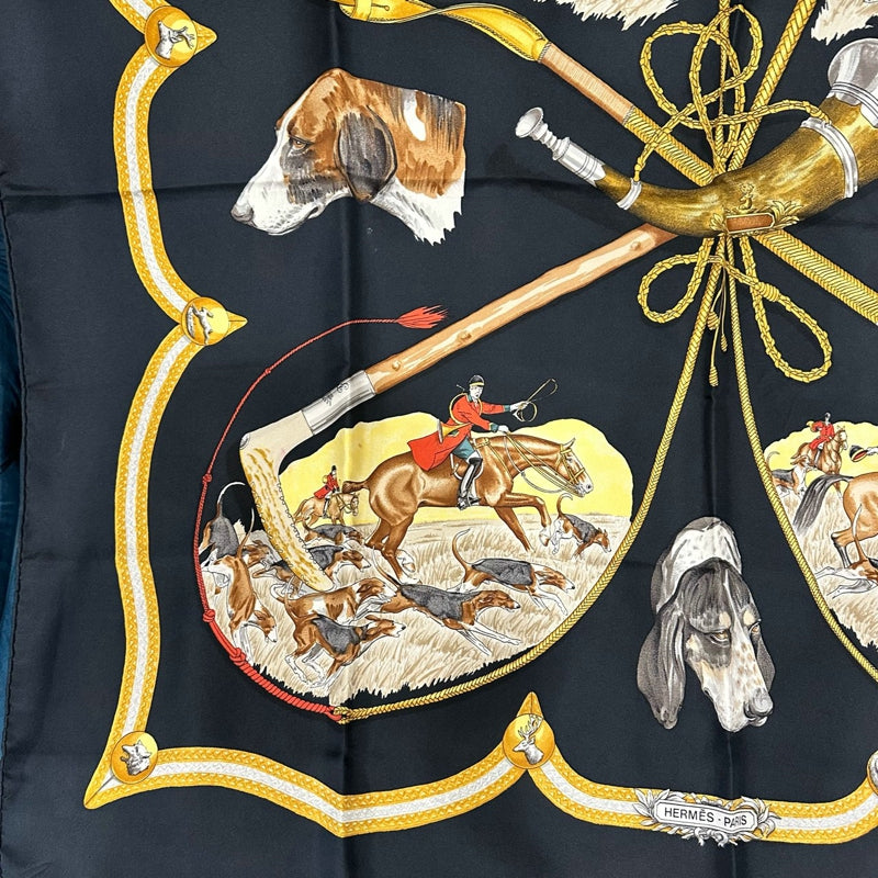 HERMES Carre 90 Silk Scarf Black Stain