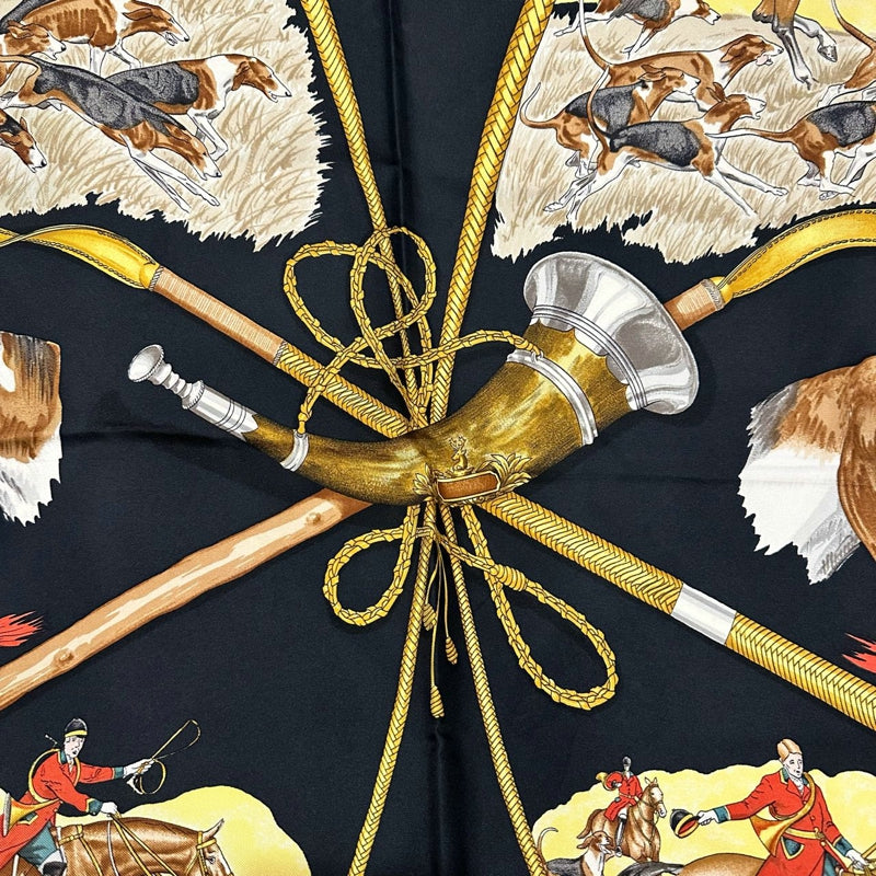 HERMES Carre 90 Silk Scarf Black Stain
