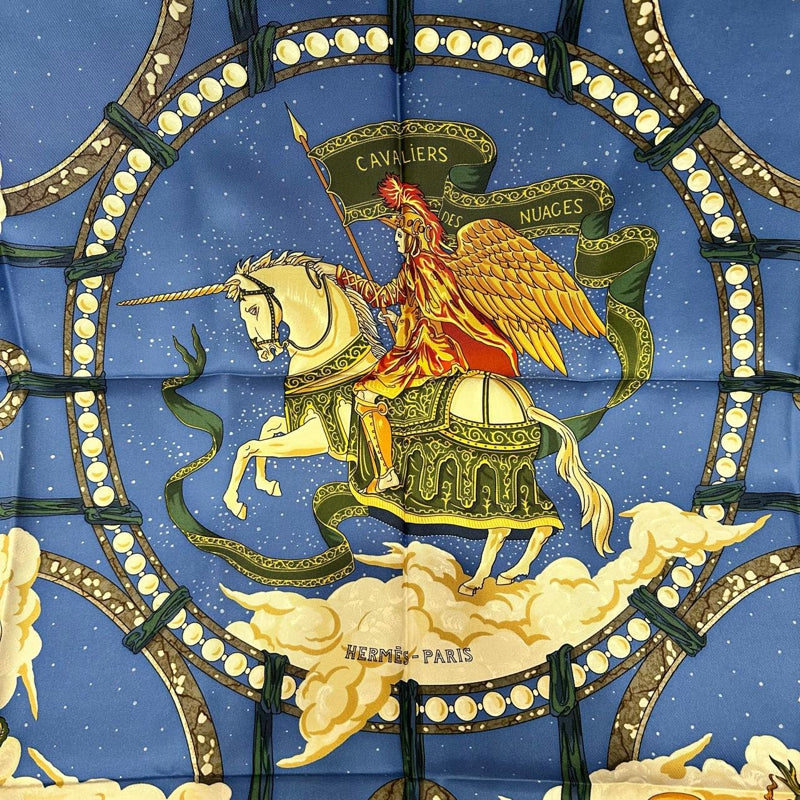 HERMES Scarf, Blue Tone, With Tag