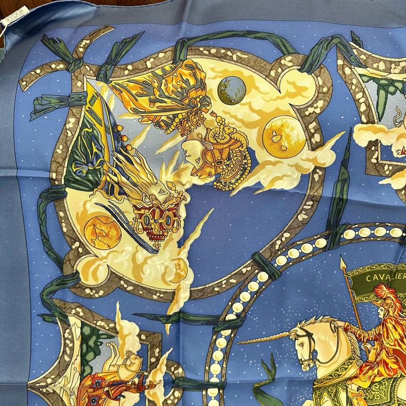 HERMES Scarf, Blue Tone, With Tag