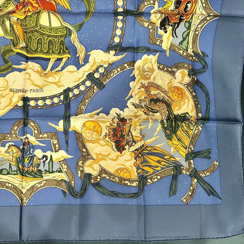 HERMES Scarf, Blue Tone, With Tag