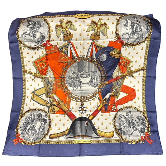 HERMES Carré 90 Scarf, Blue Tone, With Tag