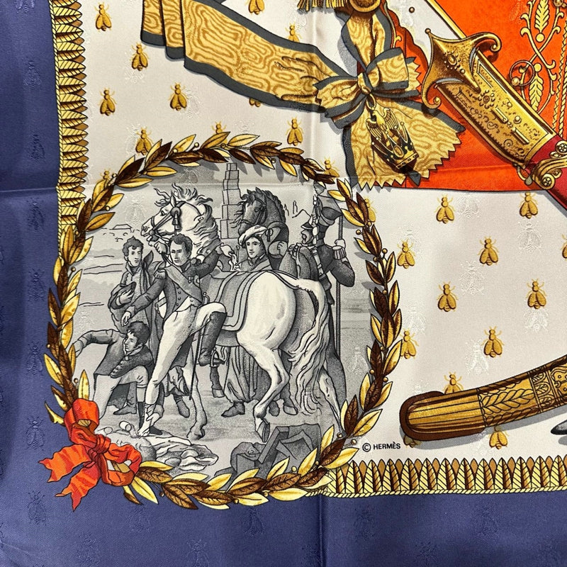 HERMES Carré 90 Scarf, Blue Tone, With Tag