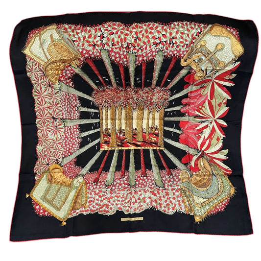 HERMES Carre 90 Silk Scarf Black With Tag