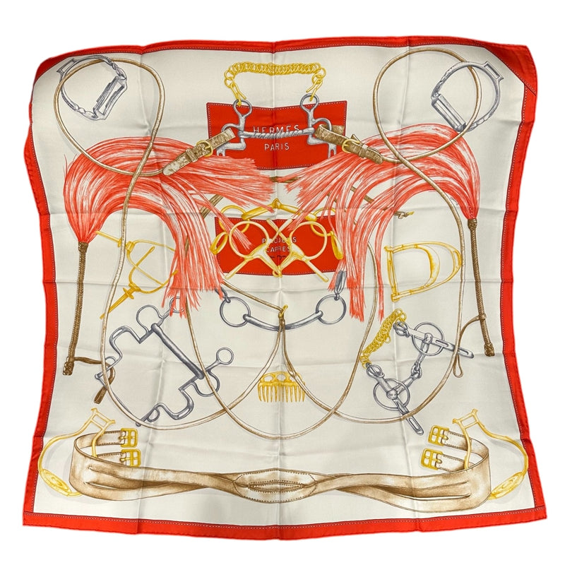 HERMES Carre 90 Silk Scarf Red With Tag Stain