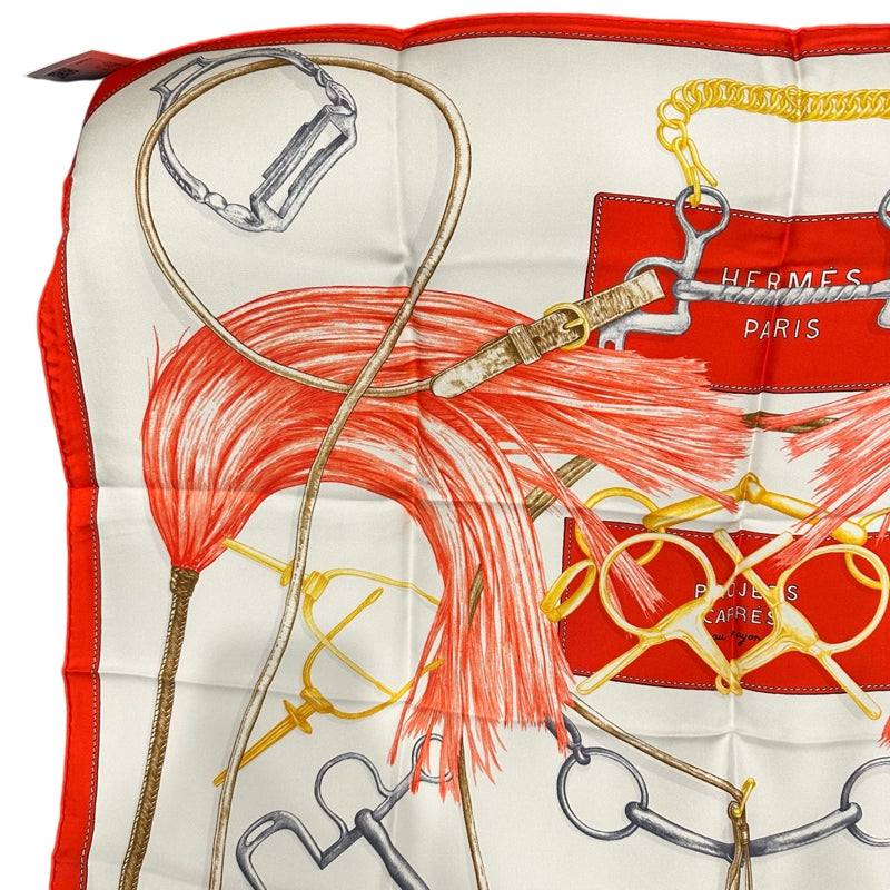 HERMES Carre 90 Silk Scarf Red With Tag Stain