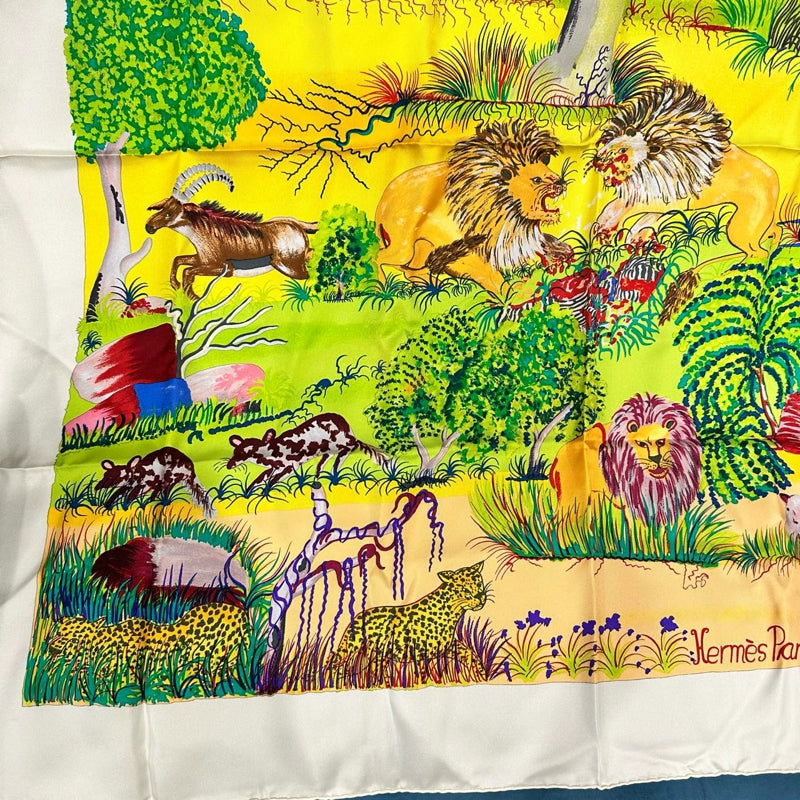 HERMES Carre 90 Silk Scarf Black Stain