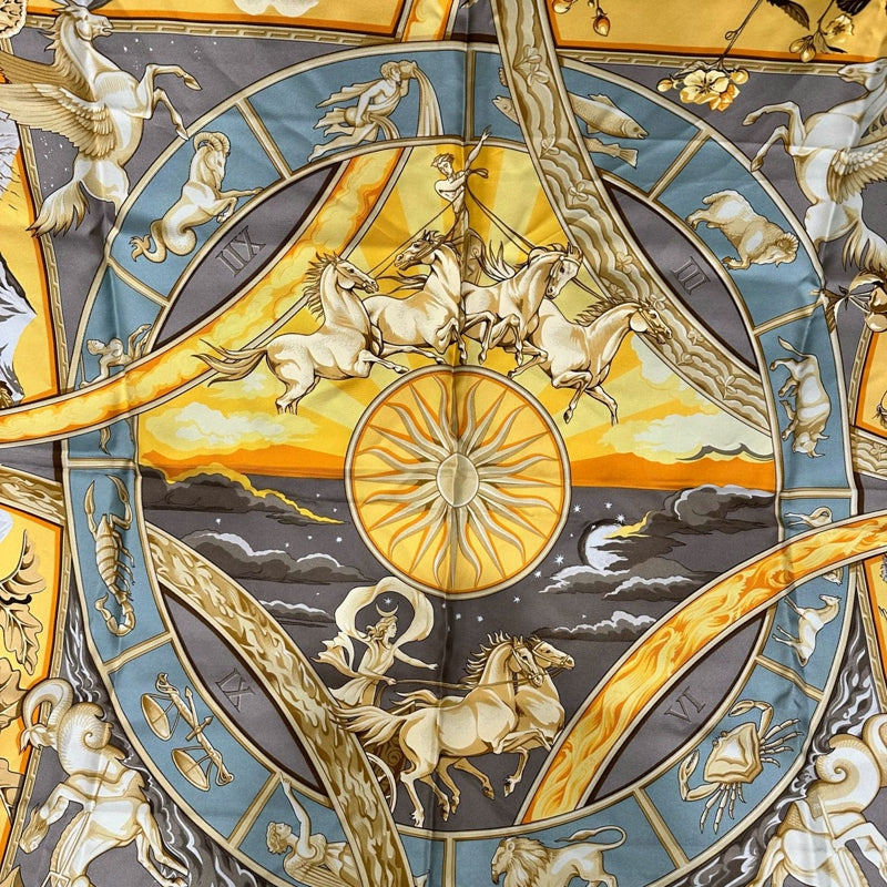 HERMES Carre 90 Silk Scarf Yellow With Tag
