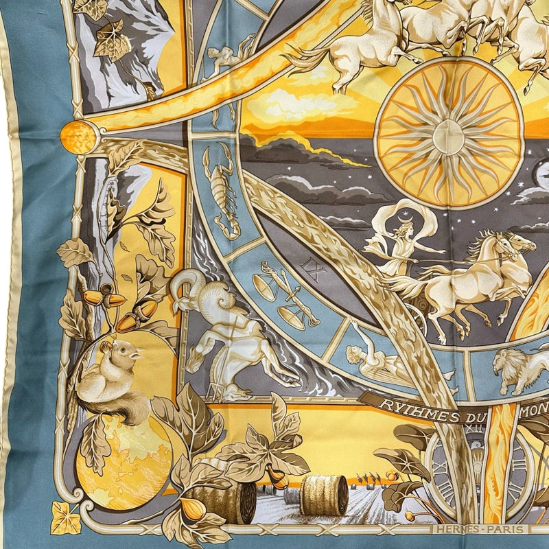 HERMES Carre 90 Silk Scarf Yellow With Tag
