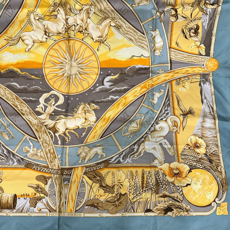 HERMES Carre 90 Silk Scarf Yellow With Tag