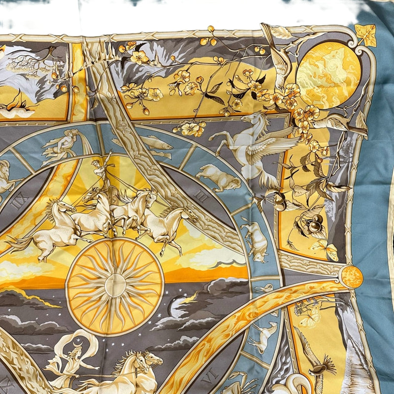 HERMES Carre 90 Silk Scarf Yellow With Tag