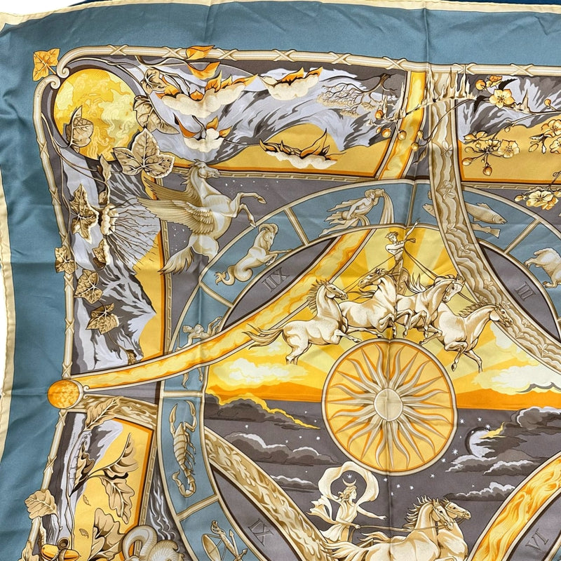 HERMES Carre 90 Silk Scarf Yellow With Tag