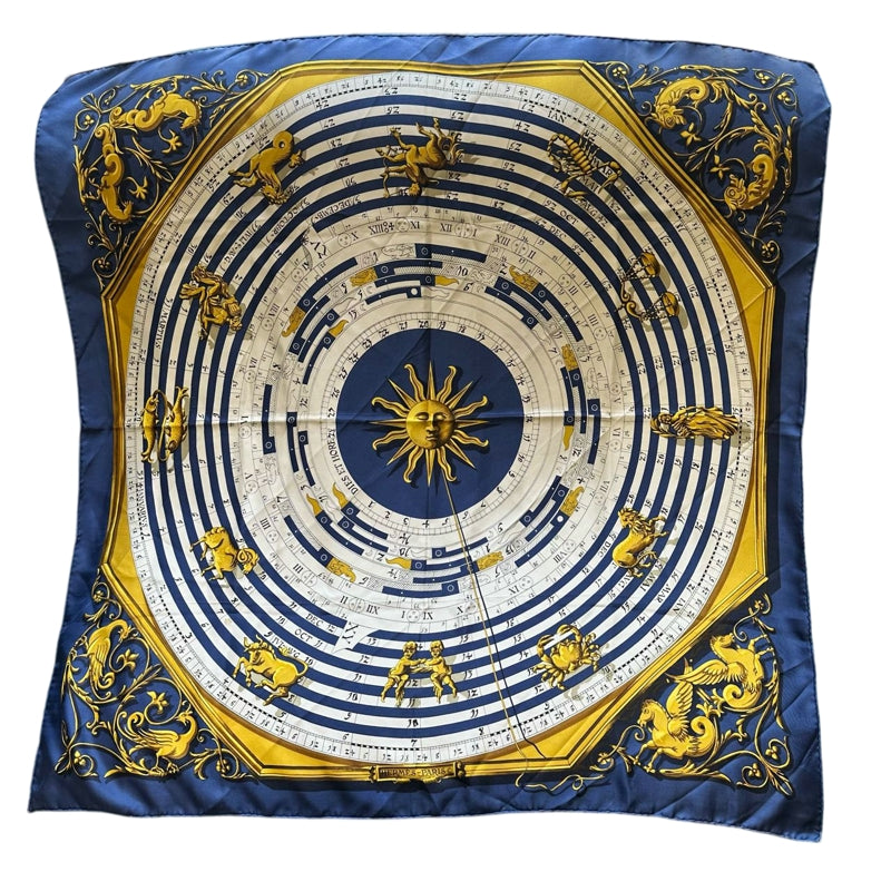 HERMES Carré 90 Scarf, Navy Tone, with Tag