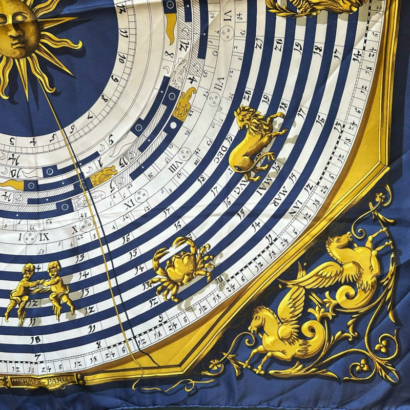 HERMES Carré 90 Scarf, Navy Tone, with Tag