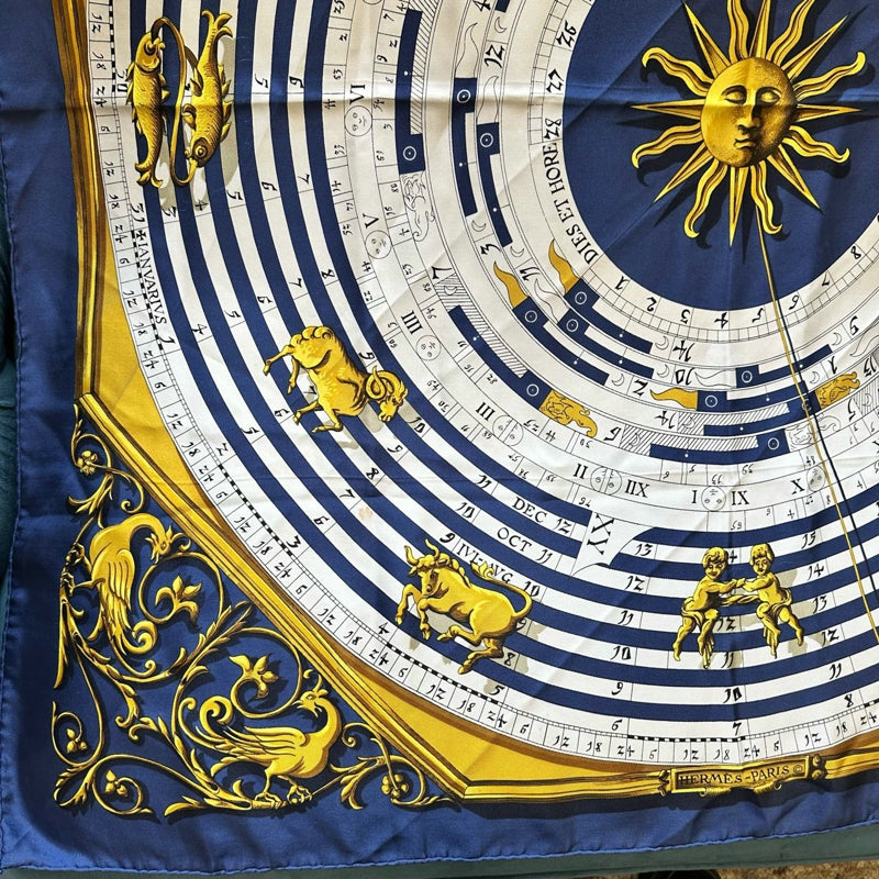 HERMES Carré 90 Scarf, Navy Tone, with Tag