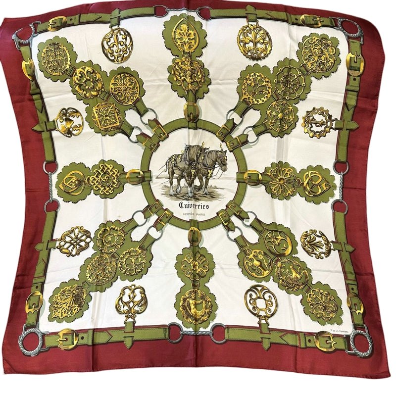 HERMES Carré 90 Scarf, Khaki Tone, with Tag