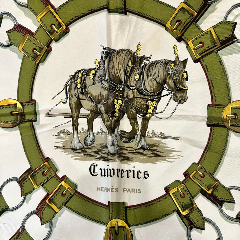 HERMES Carré 90 Scarf, Khaki Tone, with Tag