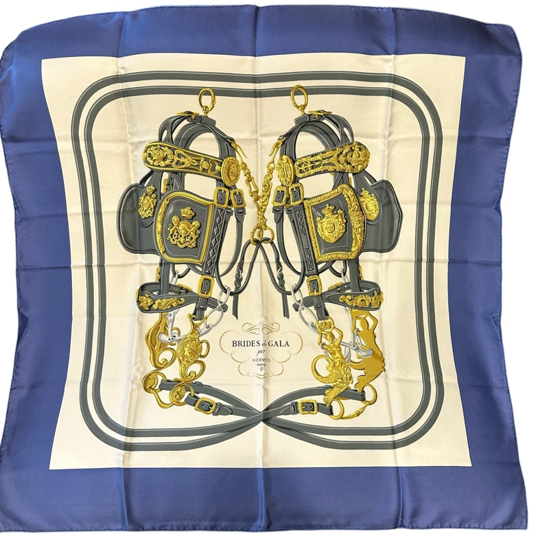 HERMES SCARF, BLUE TONE, WITH TAG