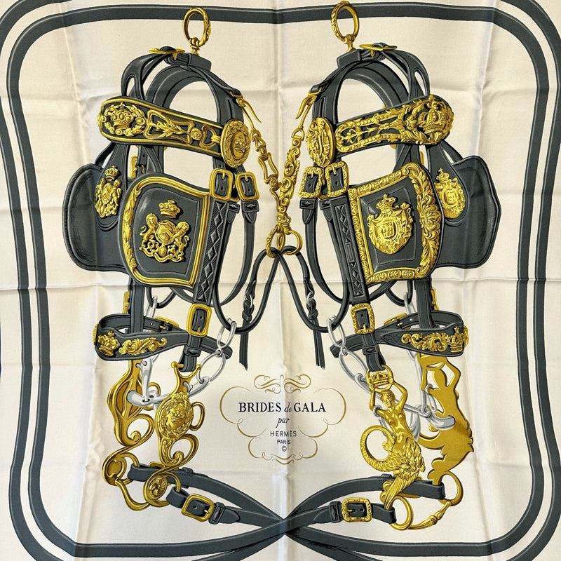HERMES SCARF, BLUE TONE, WITH TAG