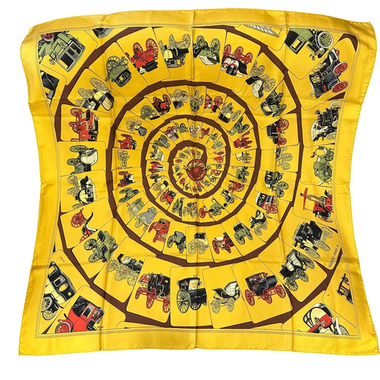 HERMES Carre 90 Silk Scarf Yellow Stain