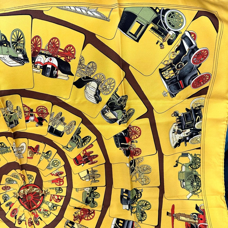 HERMES Carre 90 Silk Scarf Yellow Stain