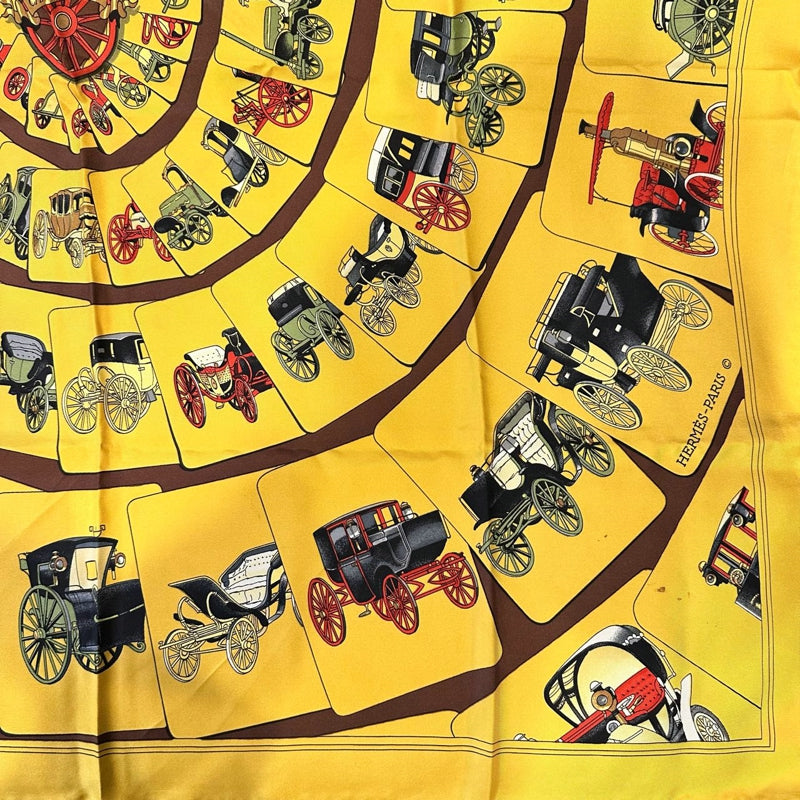 HERMES Carre 90 Silk Scarf Yellow Stain