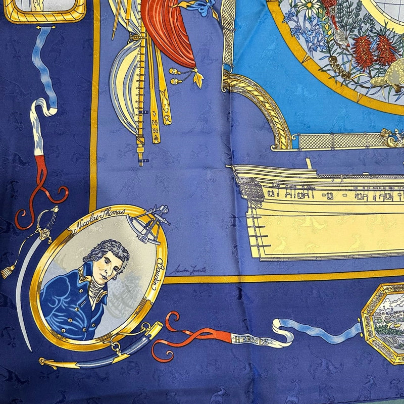 HERMES Scarf, Blue Tone, With Tag